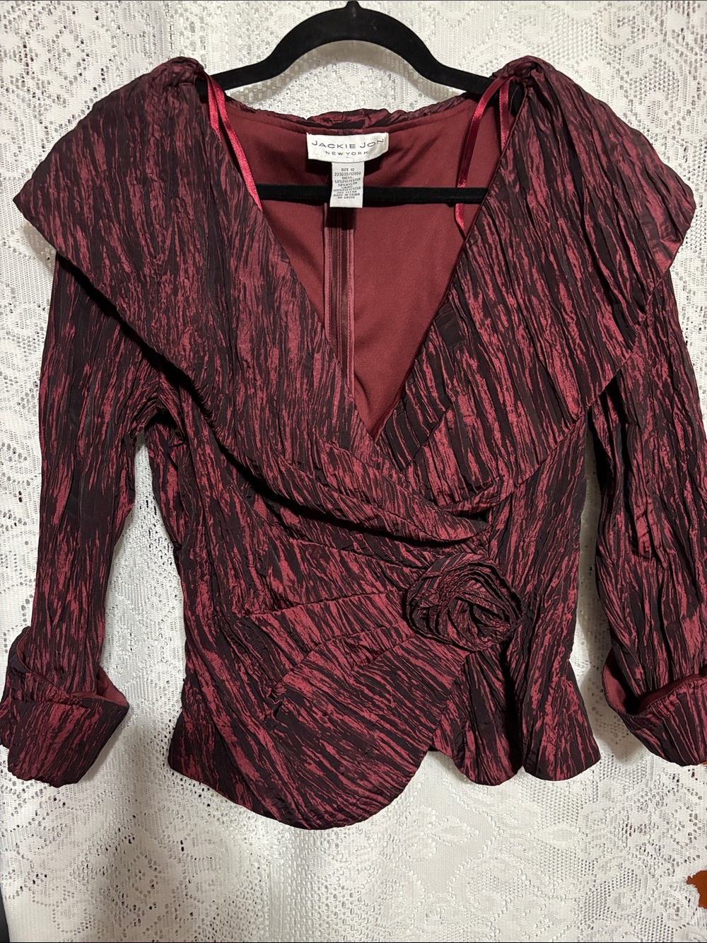 Women's Dressy Burgundy Wrap Blouse Sz 12